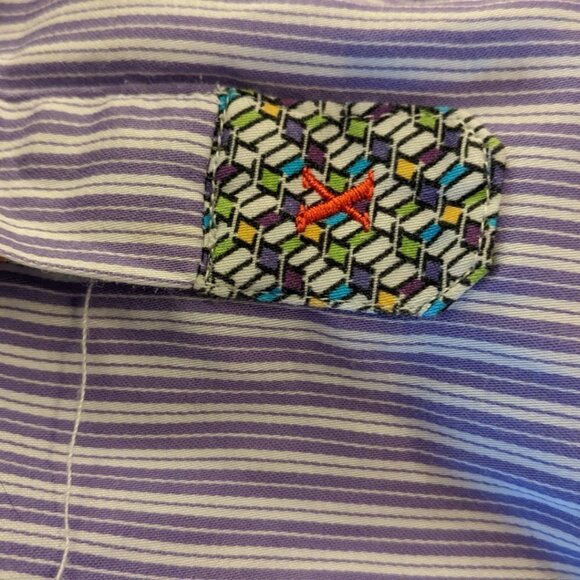 Robert Graham Purple White striped button up dress shirt 3XL - Picture 12 of 16